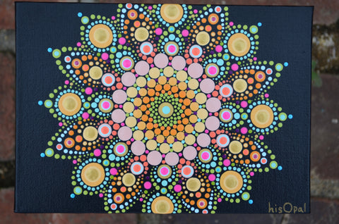 Unique Painted Canvas, Nursery Decor Baby Shower Gift, Mandala Painting, 7x5 Canvas