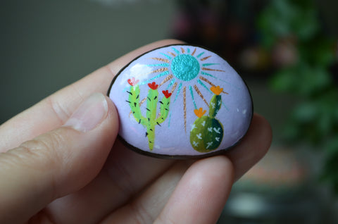 Cactus Fridge Magnet, Painted Rock Magnet, Mini Cactus Magnet, Refrigerator Magnet, Kitchen Decor, Housewarming Gift, Saguaro Cactus Art