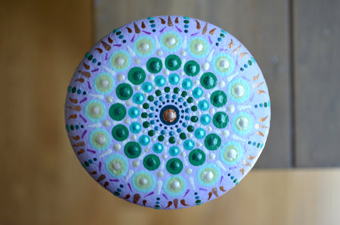 Sea Urchin Mandala, Hand Painted Rock, Mandala Stone, Urchin Style, Beach Decor, Nautical Style, hisOpal Rocks, Painted Paperweight