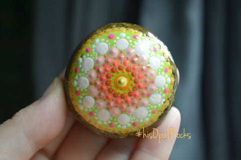 Small Mandala Stone, Bohemian Decor, Hand Painted Rock, Boho Gift