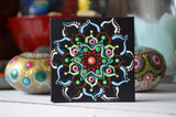 Original Art, Painted Mini Canvas, 2.5 x 2.5 inch, hisOpal Art, Mandala Canvas