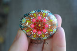 Pocket Mandala Stone, Hand Painted Rock, Jewel Drop Mandala, Meditation Stone, Boho