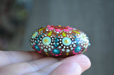Pocket Mandala Stone, Hand Painted Rock, Jewel Drop Mandala, Meditation Stone, Boho