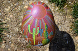 Painted Rock Desert, Cactus Rock, Cactus Garden, Hand Painted Rock, Southwestern Patio Decor