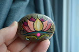 Lotus Painted Rock, Lotus Flower Rock, Hand Painted Rock, Decor Art, Meditation Stone