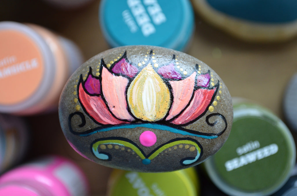 Lotus Painted Rock, Lotus Flower Rock, Hand Painted Rock, Decor Art, Meditation Stone