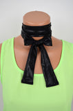 Necktie Metallic Scarf Black Women's Neck Tie Fashion Hair Tie Unisex Cravat - hisOpal Swimwear - 1