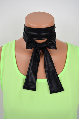 Necktie Metallic Scarf Black Women's Neck Tie Fashion Hair Tie Unisex Cravat