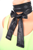 Necktie Metallic Scarf Black Women's Neck Tie Fashion Hair Tie Unisex Cravat - hisOpal Swimwear - 2