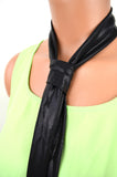 Necktie Metallic Scarf Black Women's Neck Tie Fashion Hair Tie Unisex Cravat - hisOpal Swimwear - 4