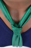 Metallic Green Scarf Women's Neck Tie Lightweight Scarf Green Neck Bow Christmas Necktie Unisex - hisOpal Swimwear - 5