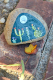 Painted Rock Desert, Cactus Rock, Moon Cactus Garden, Hand Painted Rock, Southwestern Decor
