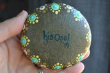 Neon Mandala Stone, Hand Painted Rock, Prayer Rock, Wedding Gift Mandala, Boho Decor