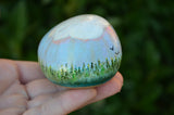 hand painted rock, mountain scene, mountain paperweight, outdoorsman gift