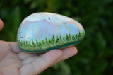 hand painted rock, mountain scene, mountain paperweight, outdoorsman gift