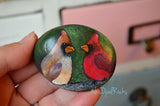 Cardinal, hand painted stone, Male and Female Cardinals, gift for her, Painted Rock