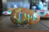 Painted Cactus Rock, Cactus Desert Scene Cactus Art Hand Painted Rock Art Southwestern Decor