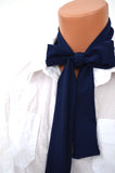 Dark Navy Blue Scarf Neck Tie Lightweight Sacrf Blue Sash Belt Navy Neck Bow Navy Blue Tie - hisOpal Swimwear - 1