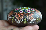 Painted Rock Mandala, Desktop Decor, Sacred Geometry, Hand Painted Rock Art, Boho