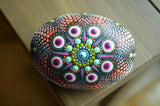 Painted Rock Mandala, Desktop Decor, Sacred Geometry, Hand Painted Rock Art, Boho