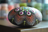 Painted Rock Mandala, Desktop Decor, Sacred Geometry, Hand Painted Rock Art, Boho