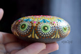 Gold Mandala, Hand Painted Rock, Decorative Rock, Unique Mandala, Colorful Mandala