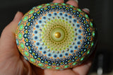 Large Mandala Stone, Nursery Decor Blue, Baby Shower Gift, Housewarming Gift, Painted Rock