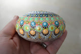 Large Mandala Stone, Nursery Decor Blue, Baby Shower Gift, Housewarming Gift, Painted Rock
