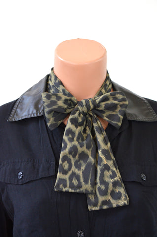 Necktie Olive Green Cheetah Print Animal Print Bow Lightweight Scarf Back to School Ascot Neck Tie