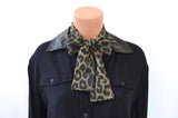 Necktie Olive Green Cheetah Print Animal Print Bow Lightweight Scarf Back to School Ascot Neck Tie - hisOpal Swimwear - 4