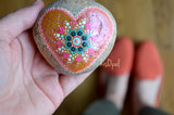 Painted Stone, Heart Mandala Stone, Hand Painted Rock, Easter Gift, Mother's Day, Heart Art