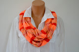 Scarf Neon Orange Thin Sweater Scarf Infinity Scarf Neck Warmer Extra Long Unisex Peach Striped - hisOpal Swimwear - 5
