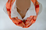 Scarf Neon Orange Thin Sweater Scarf Infinity Scarf Neck Warmer Extra Long Unisex Peach Striped - hisOpal Swimwear - 4