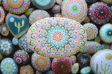 Large Mandala Stone, Nursery Decor Pink, Baby Shower Gift, Housewarming, Painted Rock