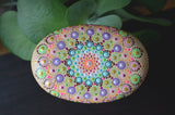 Large Mandala Stone, Nursery Decor Pink, Baby Shower Gift, Housewarming, Painted Rock
