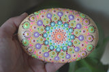 Large Mandala Stone, Nursery Decor Pink, Baby Shower Gift, Housewarming, Painted Rock
