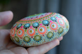 Hand Painted Rock, Bridal Gift, Large Pastel Mandala, Boho Decor, Unique Nursery Decor