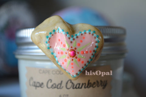 Heart Fridge Magnet, Hand Painted Rock, Mandala Magnet, Refrigerator Magnets, Candy Heart