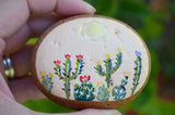 Painted Cactus Rock, Desktop Decor, Cactus Art, Hand Painted Rock Art, Southwestern Decor