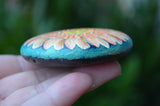 Peach Daisy Painted Rock, Hand Painted Stone, Flower Art, Hand Painted Flower