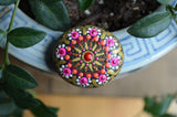 Small Mandala Stone, Painted Rock Gift, hisOpal Rocks, Hand Painted Stone, Sun Design