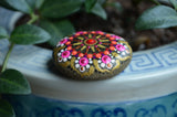 Small Mandala Stone, Painted Rock Gift, hisOpal Rocks, Hand Painted Stone, Sun Design