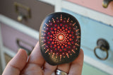Pink Sunburst Mandala Stone, Hand Painted Rock, Unique Decor Red, Meditation Stone