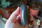 Pink Sunburst Mandala Stone, Hand Painted Rock, Unique Decor Red, Meditation Stone