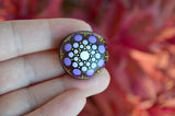 Small Mandala, Hand Painted Sea Bean, Mini Mandala, hamburger drift seed, painted rock section