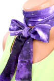 Unisex Neck Tie Purple Galaxy Print Lightweight Scarf Hair Tie Neck Bow Purple Cravat Unisex Ascot - hisOpal Swimwear - 1