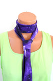 Unisex Neck Tie Purple Galaxy Print Lightweight Scarf Hair Tie Neck Bow Purple Cravat Unisex Ascot - hisOpal Swimwear - 3