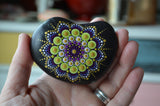 Painted Rock Purple, Mandala Stone, Heart Shaped Rock, Hand Painted Rock Art, Decor Art