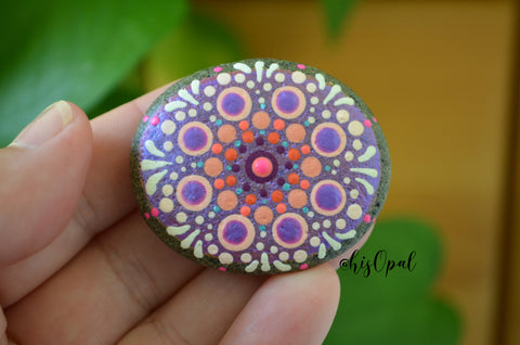 Fridge Magnet Purple, Painted Rock Mandala, Mini Mandala Magnet, Refrigerator Magnet, Kitchen Decor, Housewarming Gift