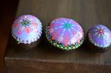 Cute Fridge Magnets, Hand Painted Rock, Purple Mandala Magnets, 3 Refrigerator Magnets